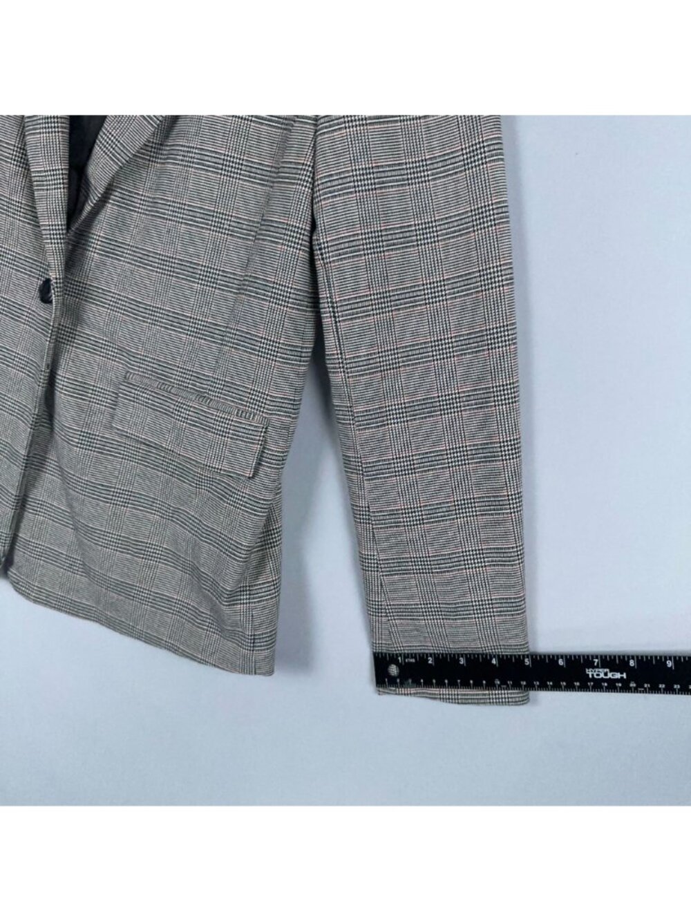 GAP Plaid Blazer Jacket Womens Size 4 Gray Black One-Button Single Breasted - Picture 11 of 12